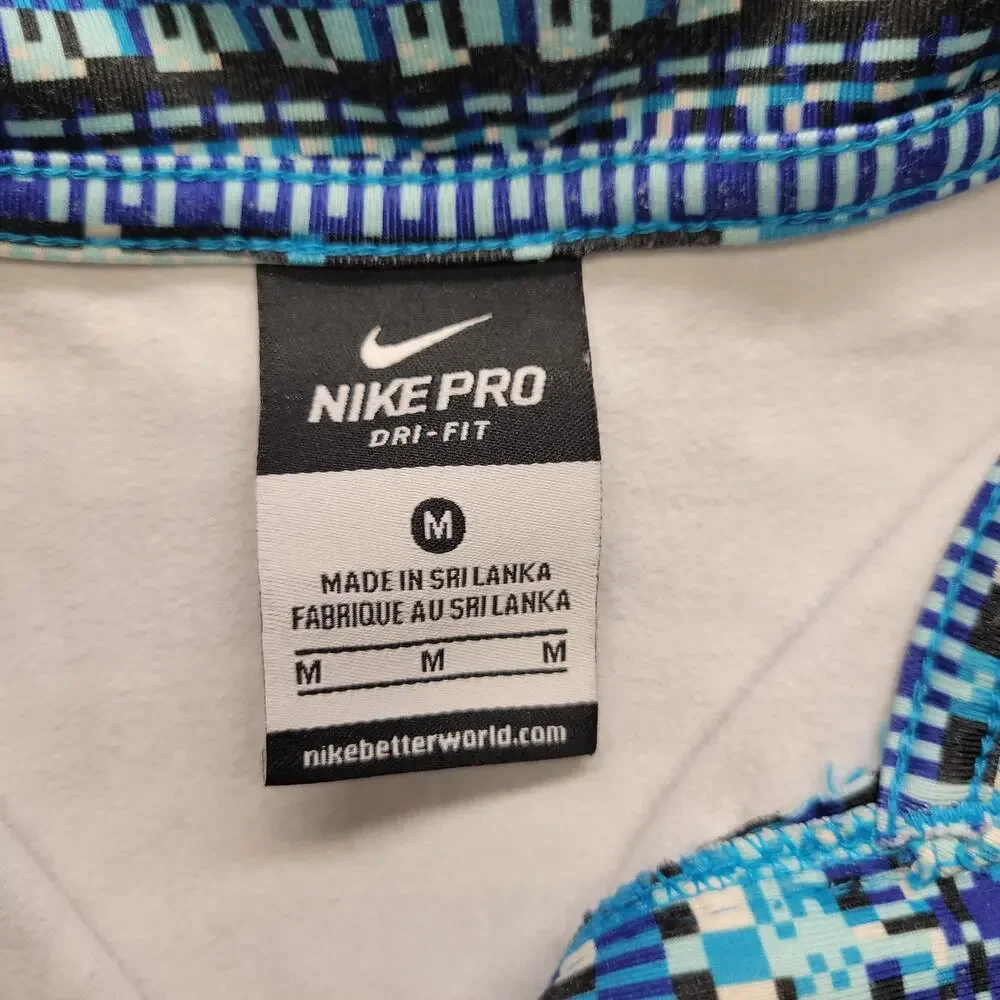 Nike Pro Dri-FIT Women's M Blue Geometric Print 1/2 Zip Running Pullover